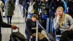 Six dead and hundreds of flights cancelled as snow causes chaos across Europe