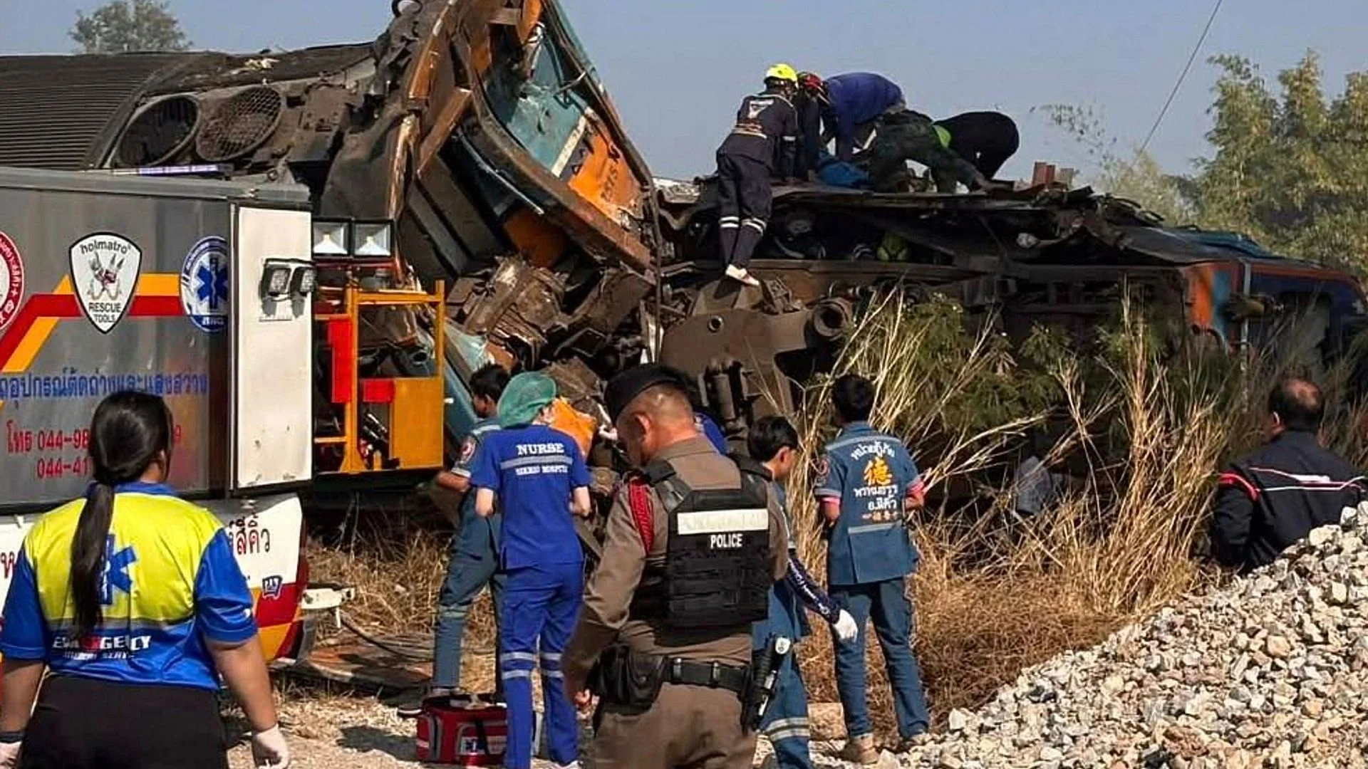 At least 32 dead after crane falls on to train in Thailand