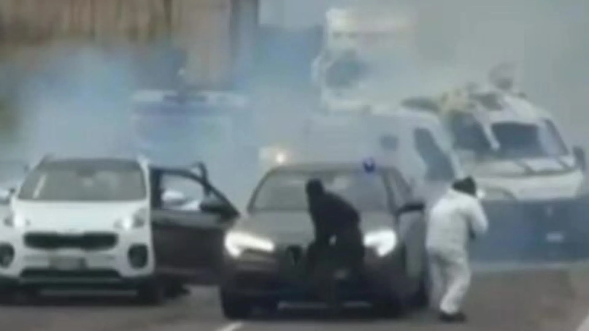 'Like the wild west': Armed gang posing as police blow up armoured vehicle in robbery attempt