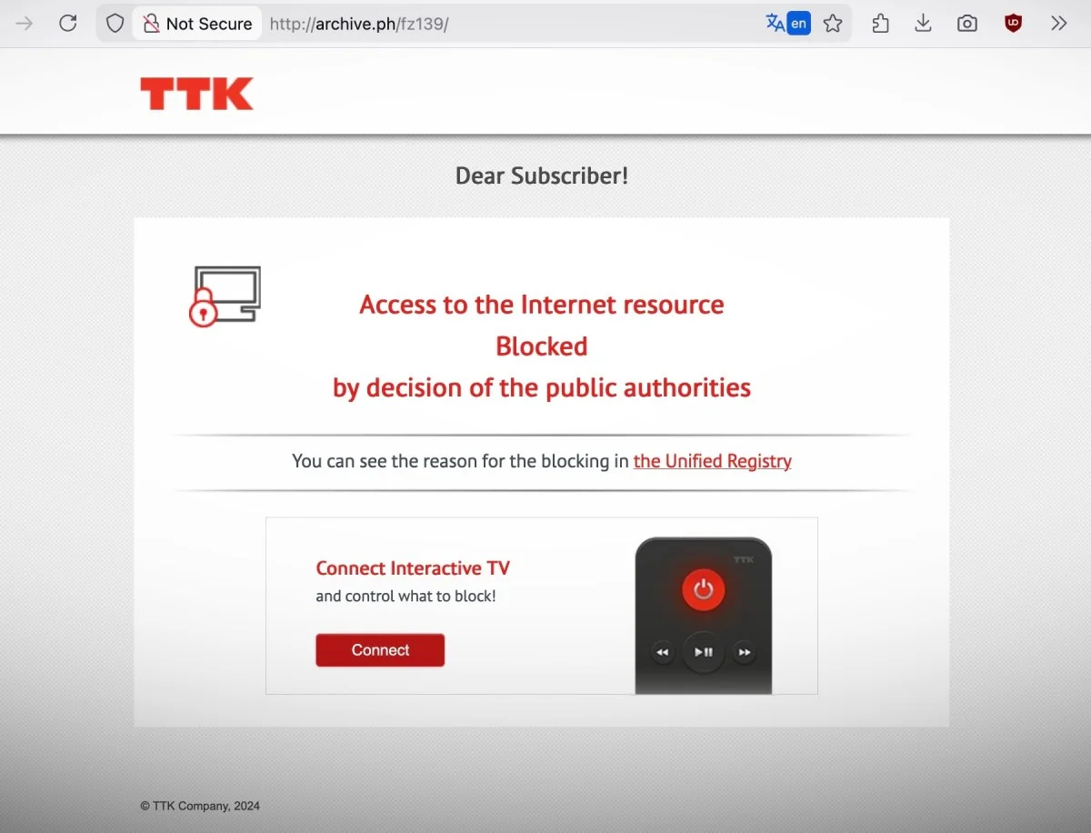 Russian authorities block paywall removal site Archive.today